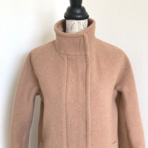 J. Crew City Wool Blend Camel Pea Coat Classic Preppy size 4 style AB945 - Picture 4 of 17